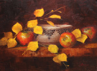 Cochiti Bowl with Apples and Aspens by Denise Imke