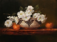 Cochiti Bowl with Blossoms & Tangerines by Denise Imke