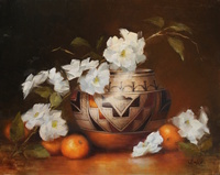 Polychrome Pot with Rain Clouds by Denise Imke