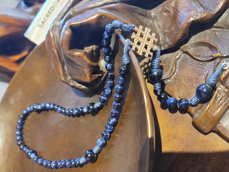 Gold Lapis Lazuli Rosary 04152502 by Father Kunkel, view 2