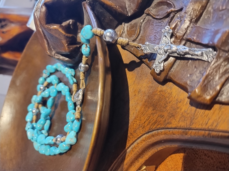 Silver Natural Turquoise Rosary 04152504 by Father Kunkel