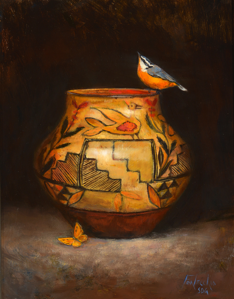 Pueblo Pottery, Fallen Butterfly, and Nuthatch