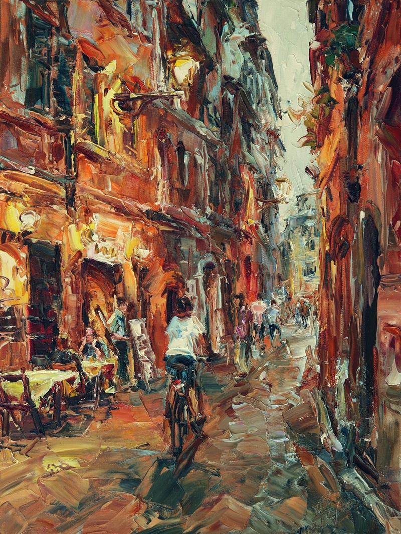 Riding Through Old Town by Lyudmila Agrich