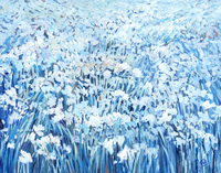 Ivory Petals in Azure Reverie by Marlena Campbell