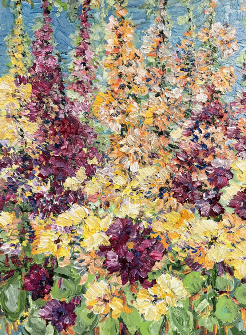 Hollyhocks Ascending