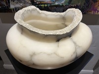 Paul's Large Fluted White Alabaster Bowl by Susan Zalkind