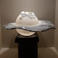White Flying Bowl With Agate by Susan Zalkind