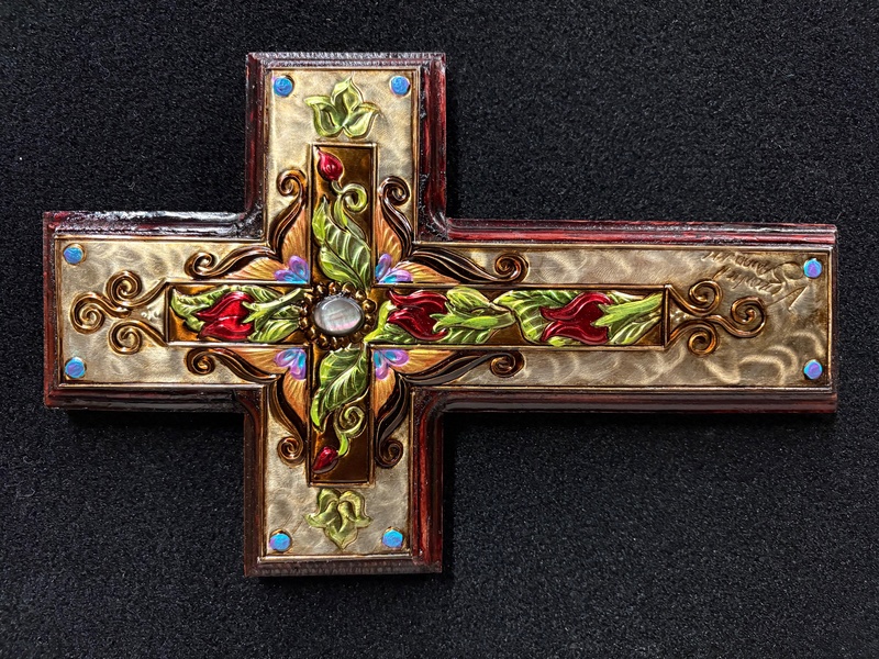 Black Mother of Pearl Latin Cross